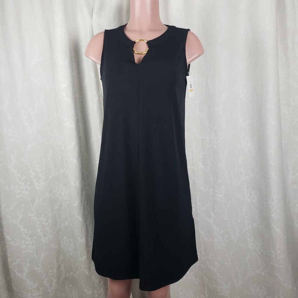 Ellen Tracy Womens Shift Dress Black Stretch Knee
